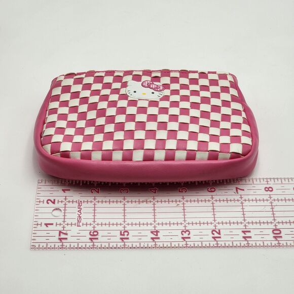 Sanrio 2007 Hello Kitty Woven Zipper Cosmetic Pencil Pouch Bag - Picture 7 of 8